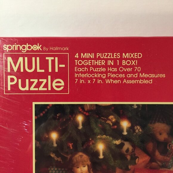 NEW Springbok Hallmark A Beary Merry Christmas 4 Mini Puzzles Sealed Bears Dolls - Picture 6 of 7